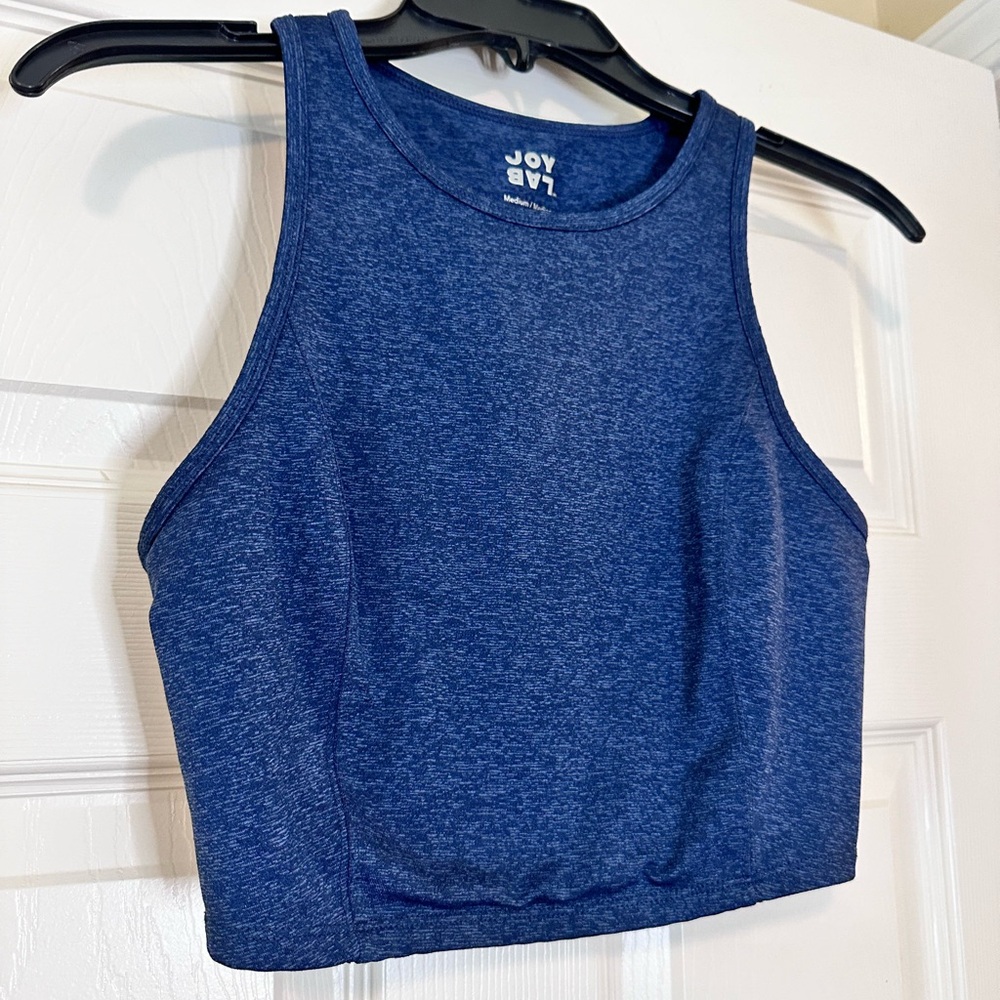 JoLab Running Crop Top. Size Small. Color Blue. Cross back design.